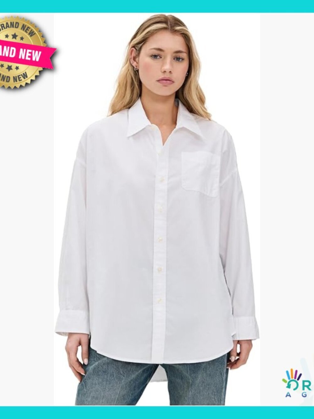 Oversized Drop Neck Oxford Shirt Classic Fit Deconstructed Chic Button Down